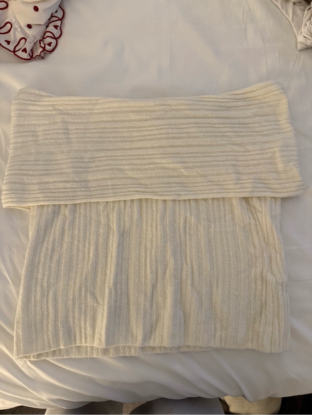 Abercrombie & Fitch Cream Ribbed Fold-Over Mini Skirt